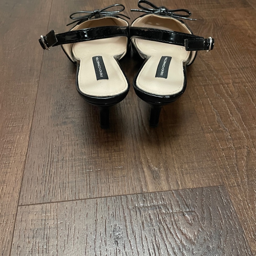 French Connection Glossy Black Slingback Heels - Picture 2 of 5
